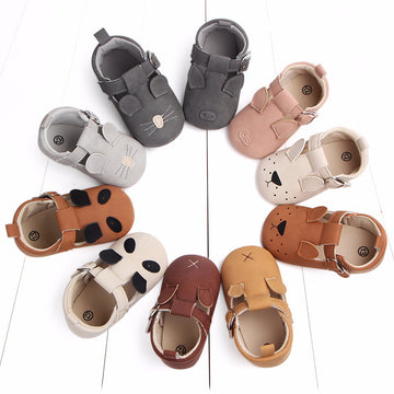 Clovoshop Spring & Autumn Cartoon Animal Baby Shoes - Non-Slip, Velcro, Matte Leather