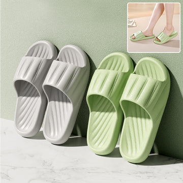 Clovoshop Fashion Solid Color Striped Home Slippers - Non-slip Bathroom Slippers