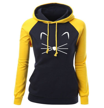 Clovoshop Cute Cat Woman Hoodies Sweater | Casual O-Neck, Knit Fabric