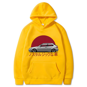 Clovoshop Autumn Nostalgic Car Hoodie – JDM Comic Printing Tracksuit