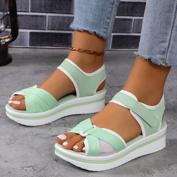 Clovoshop Summer Mesh Cross-strap Sandals – Velcro Design for Women