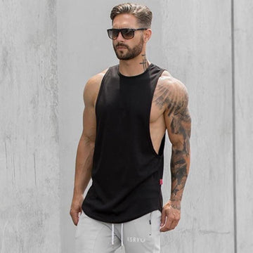 Clovoshop Men’s Long Tank Muscle T-Shirt – Gym Workout Sports Top