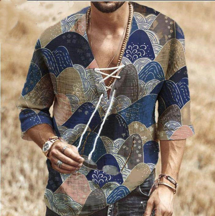 Clovoshop Large Size Loose Men’s Shirt – Super Slim Fit with Stand-Up Collar