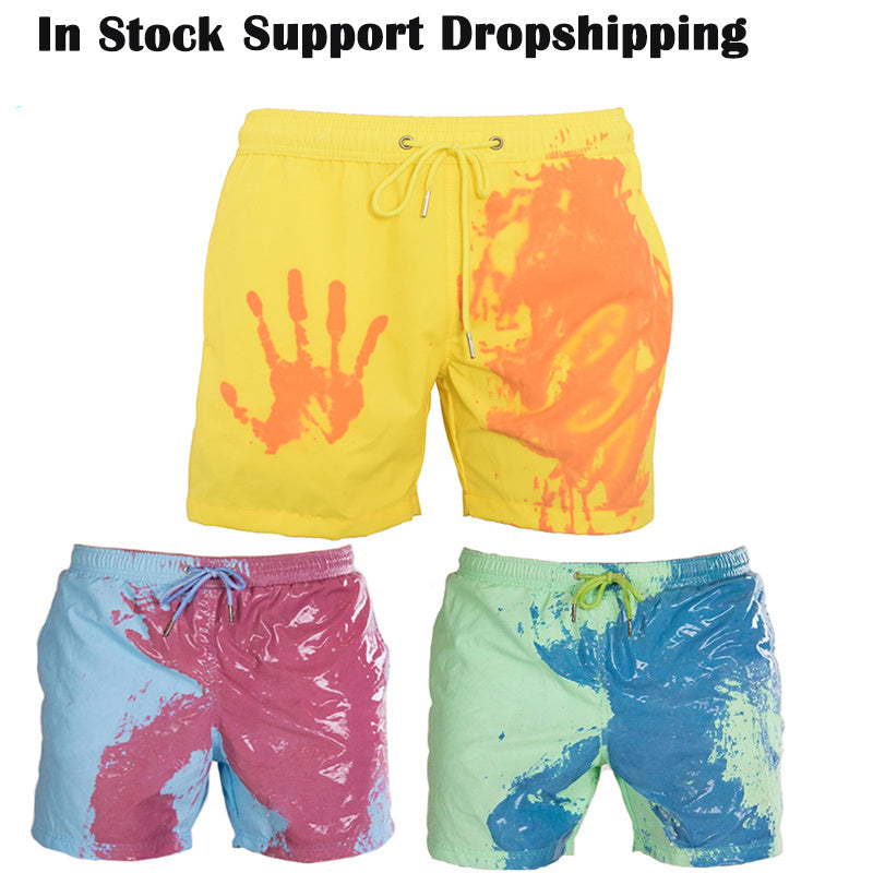 Clovoshop Magical Change Color Beach Shorts – Quick Dry Swimwear