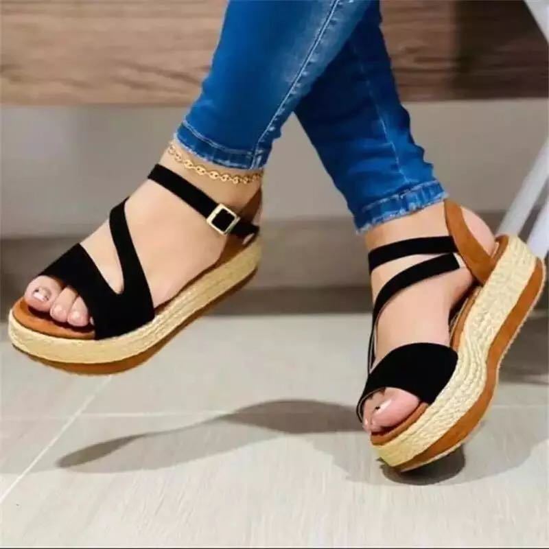 Clovoshop Platform Sandals Hollow Buckle Women’s Shoes – Stylish Footwear