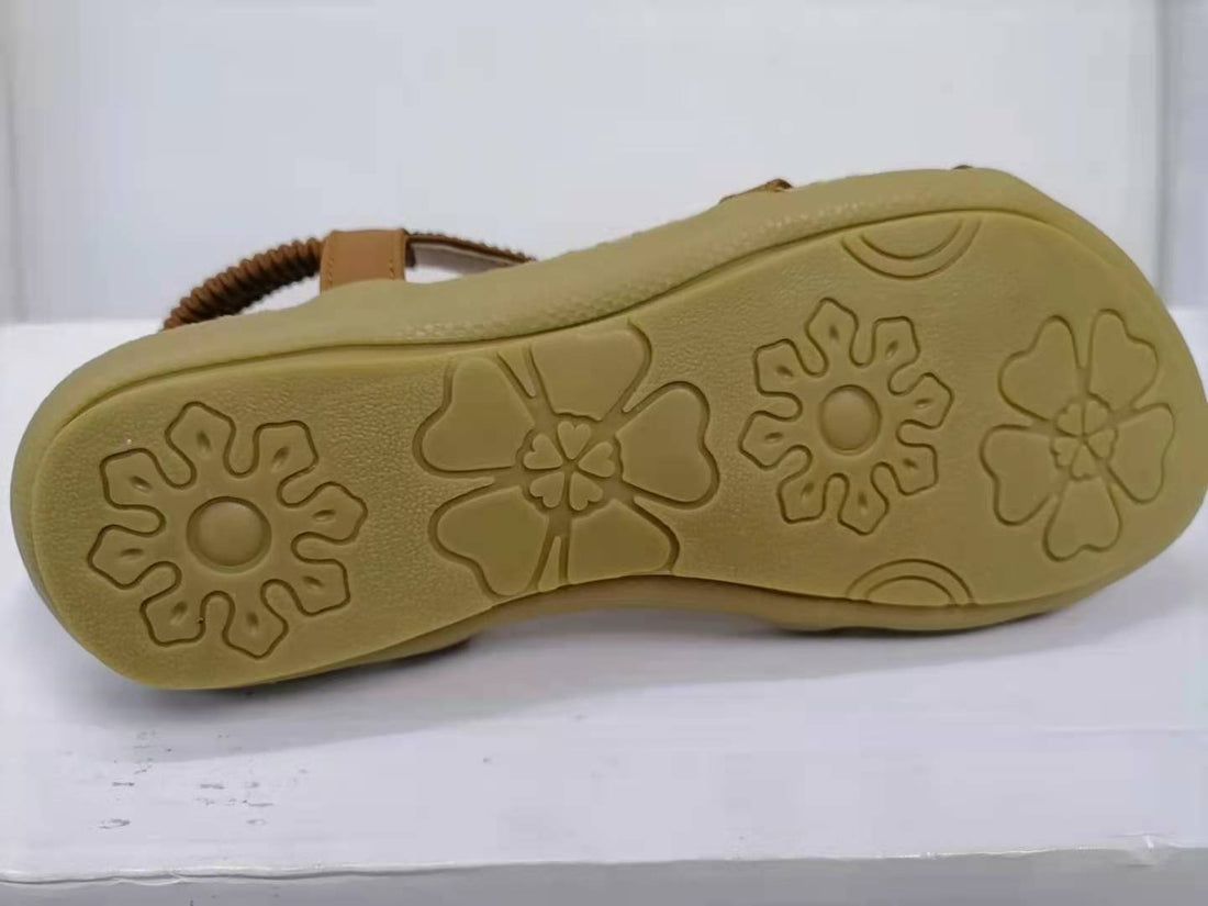 Clovoshop Large Size Flat Sandals - Flower Rhinestone Beach Shoes for Women
