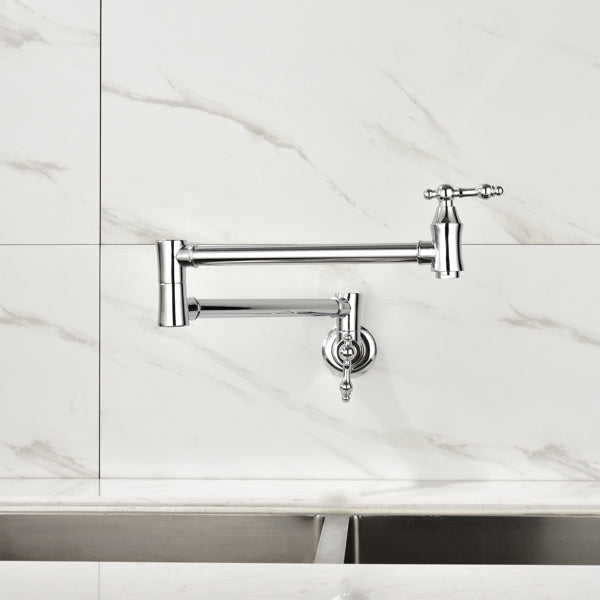 Clovoshop Kitchen Folding Faucet – 360° Rotating Brass Wall-Mount Pot Filler