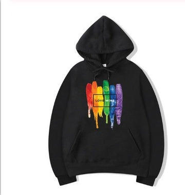 Clovoshop Men’s Pride LGBT Cotton Fleece Hoodie – Love Wins Sweatshirt