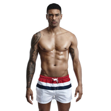 Clovoshop Men’s Red White Patchwork Beach Pants – Surf Sport Shorts