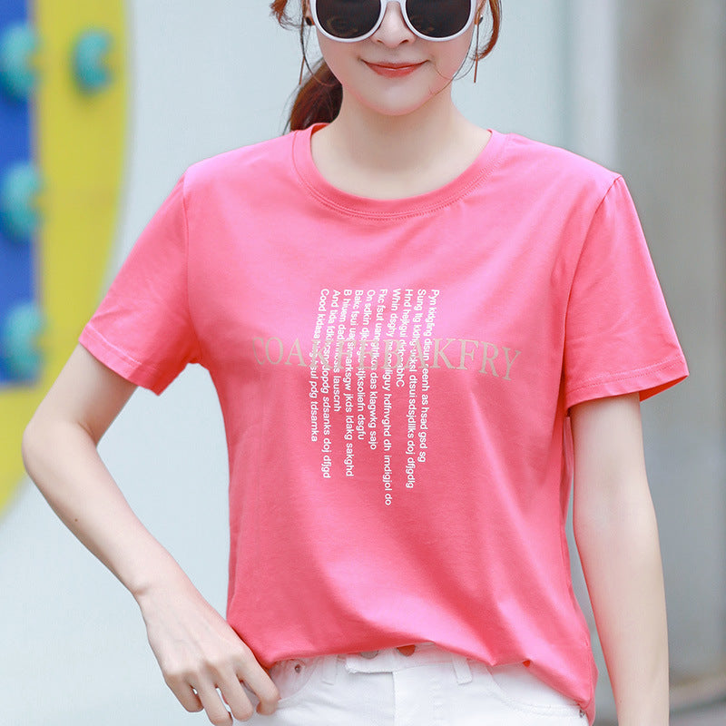 Clovoshop Women’s Loose Cotton T-shirt – Round Neck, Short Sleeve