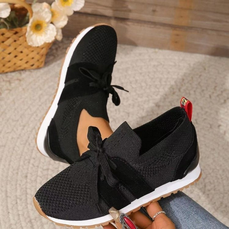 Clovoshop New Lace Up Mesh Flats Shoes for Women | Breathable Walking Wedges