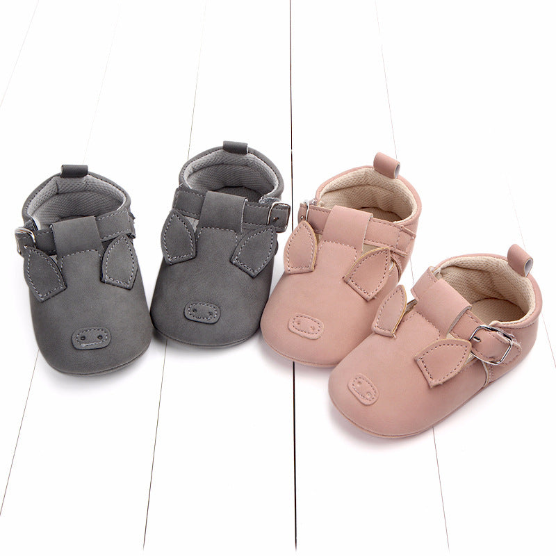 Clovoshop Spring & Autumn Cartoon Animal Baby Shoes - Non-Slip, Velcro, Matte Leather