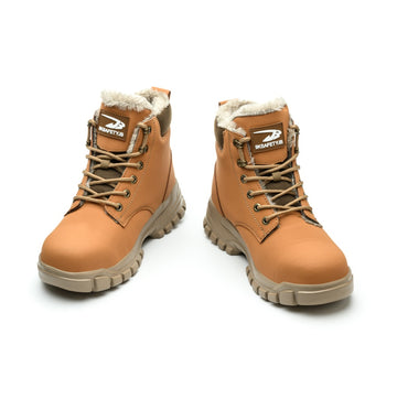 ClovoShop Men's Snow Boots, Steel-toed Waterproof, Fur-lined Safety Shoes