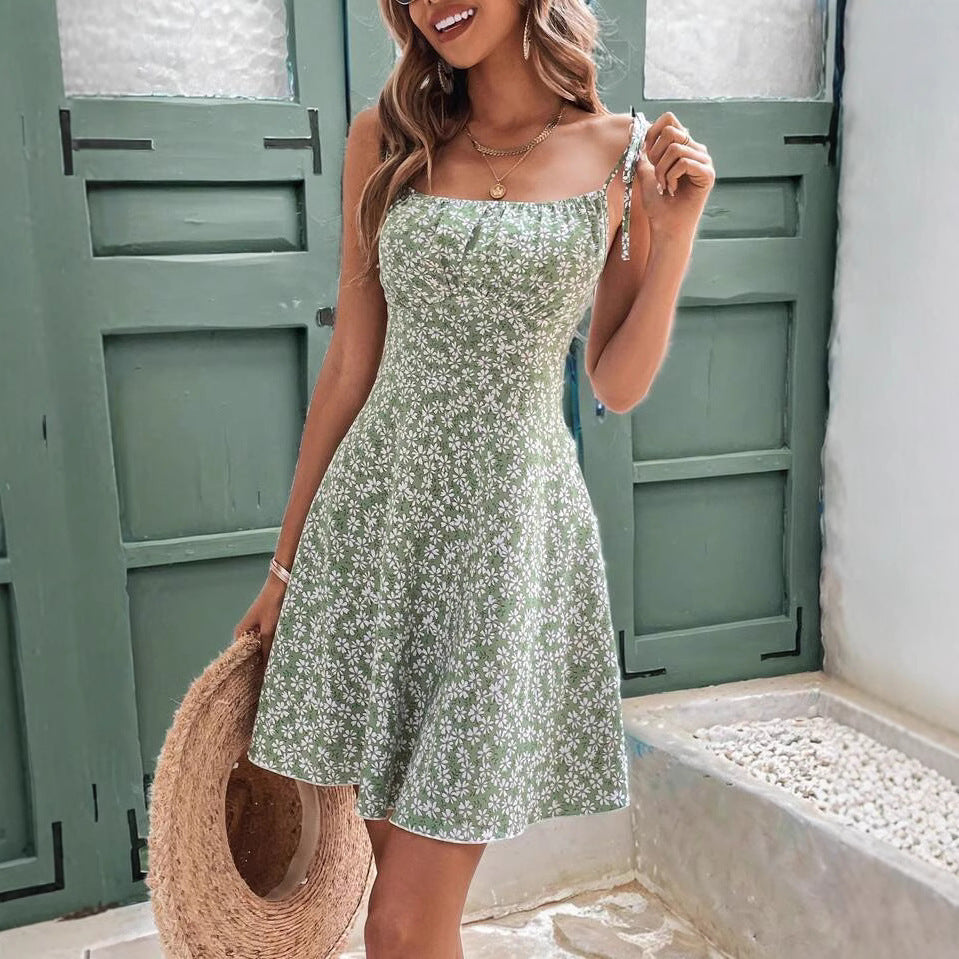 Clovoshop Women's Summer Floral Spaghetti Strap Beach Dress | Sexy Sundress