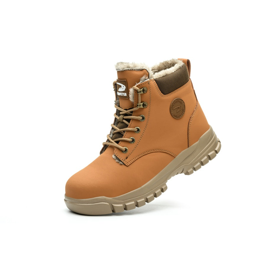 ClovoShop Men's Snow Boots, Steel-toed Waterproof, Fur-lined Safety Shoes
