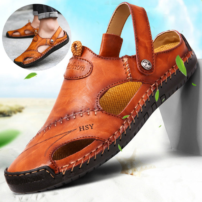 Clovoshop Men's Closed Toe Sandals – Adjustable Summer Beach Shoes