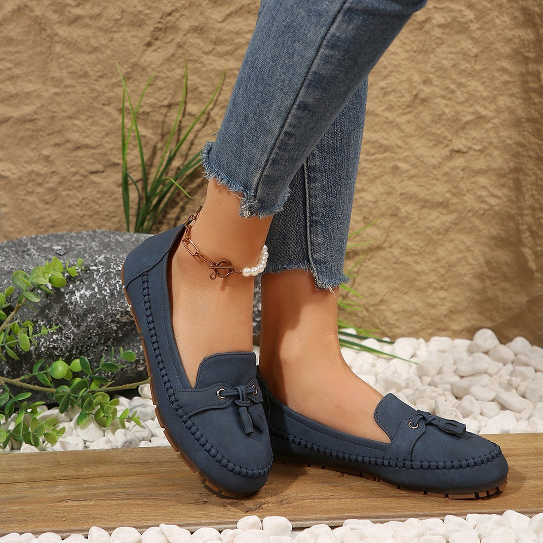 Clovoshop Women's Round Head Loafers - Fashionable, Non-slip Flats Shoes