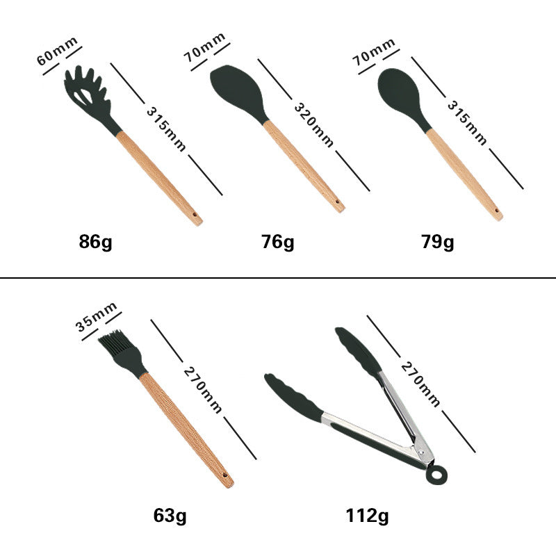 Clovoshop Wooden Handle Silicone Cooking Utensils Set – 5 Pcs