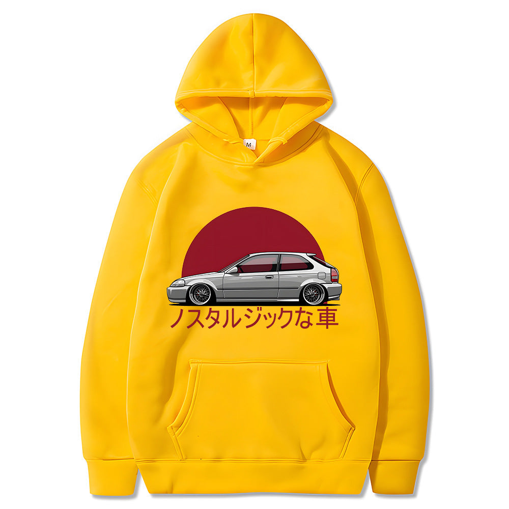 Clovoshop Autumn Nostalgic Car Hoodie – JDM Comic Printing Tracksuit