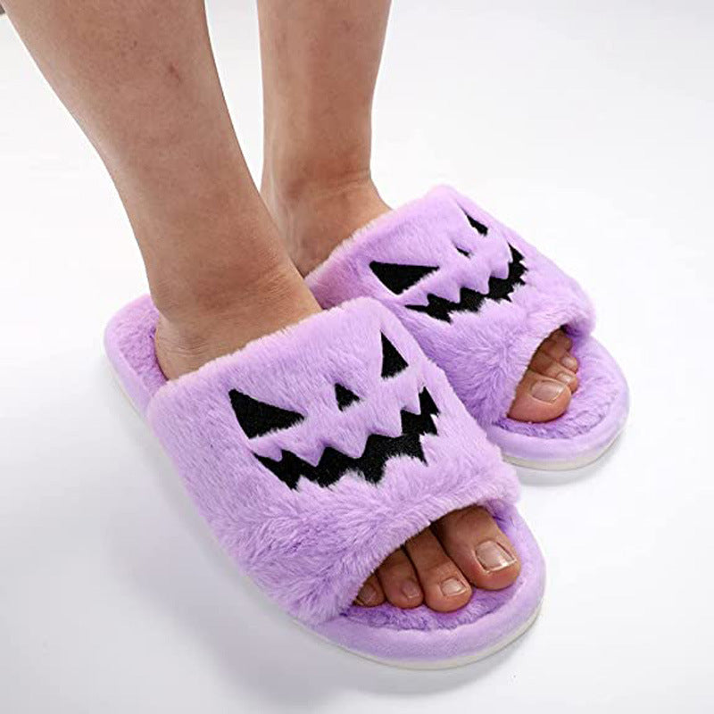 Clovoshop Halloween Shoes Winter Cute Warm Home Slippers Women | Rabbit Fur