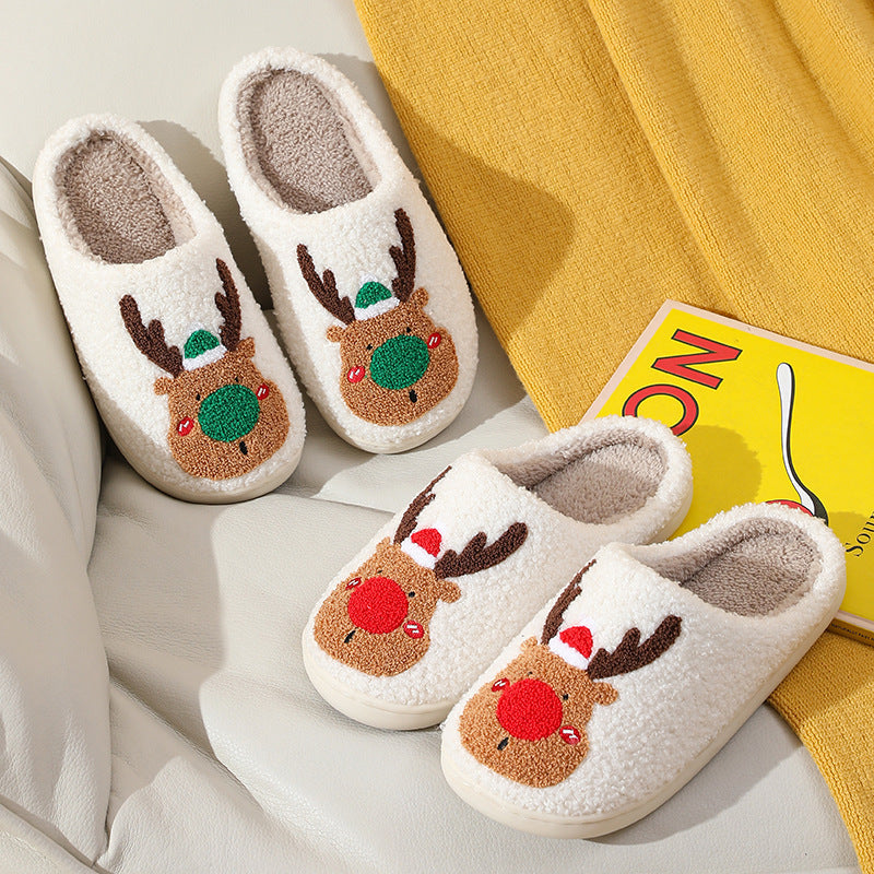 Clovoshop Christmas Slippers – Cozy Soft Elk Design, Winter Home Slippers