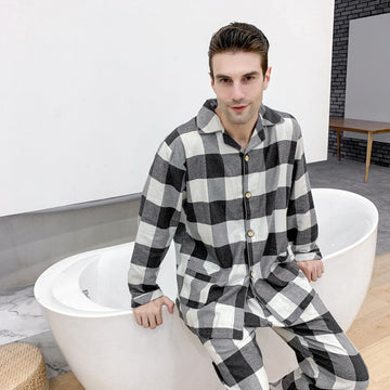 Clovoshop Men’s Warm Flannel Pajama Suit – Cozy & Comfortable